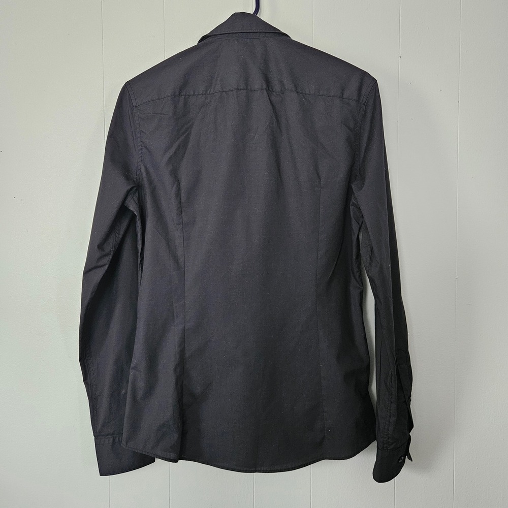 H&M Button Down Shirt Mens XS Black Slim Fit Easy Iron Basic Classic Minimalist - Picture 2 of 7